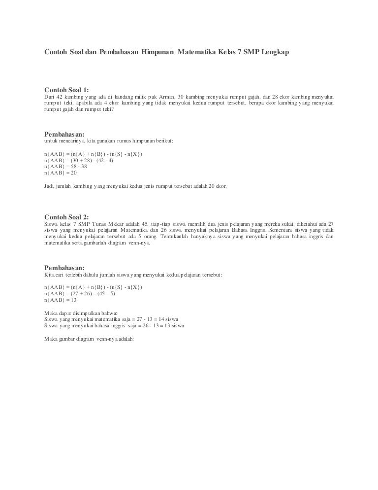Contoh Soal Himpunan Diagram Venn<script async src=