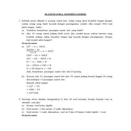 Contoh Soal Matematika Kombinatorik