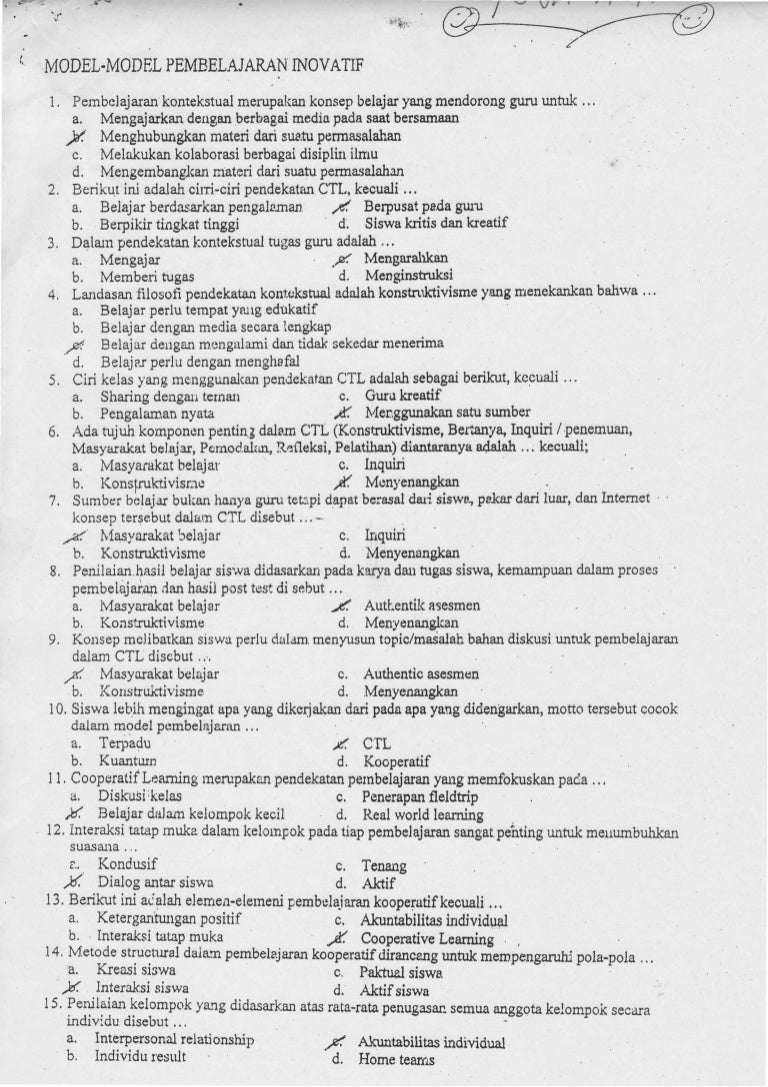 Contoh soal uka tentang model model pembelajaran inovatif Contoh soal uka tentang model model pembelajaran inovatif