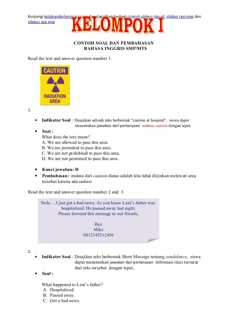 Contoh Soal Un Bahasa Inggris Smp Paket 4