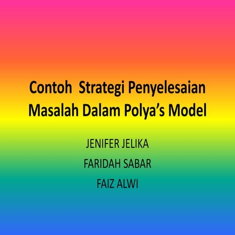 Contoh strategi penyelesaian masalah dalam polya’s model
