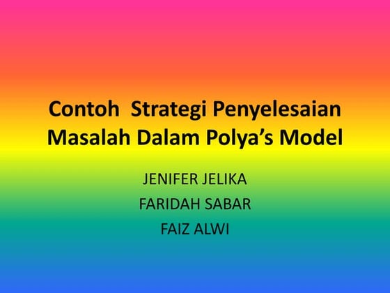 Contoh strategi penyelesaian masalah dalam polya’s model