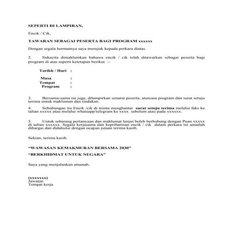 Contoh surat tawaran kursus