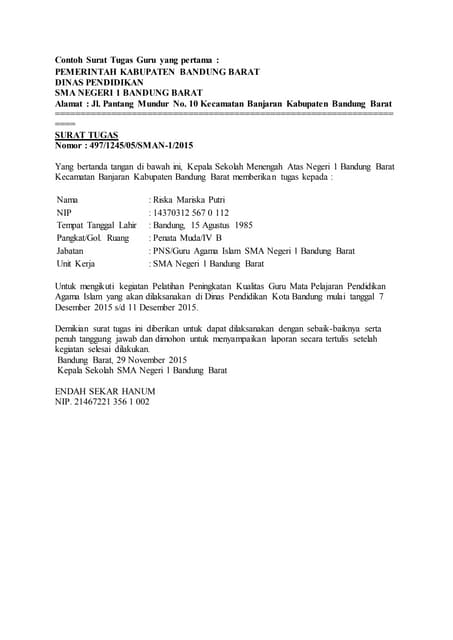Contoh Surat Tugas Operator Emis