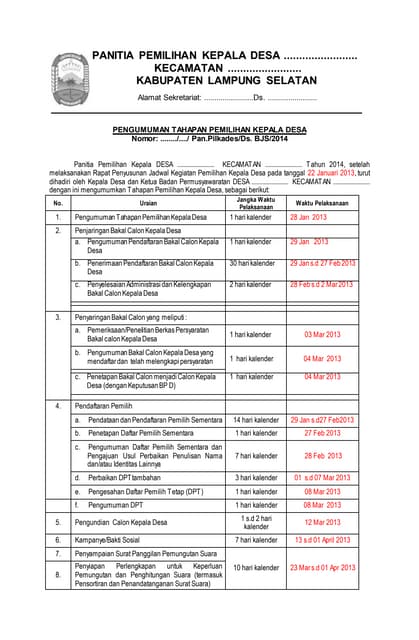 Program kerja panitia pemilihan kepala desa panjalu tahun 2013
