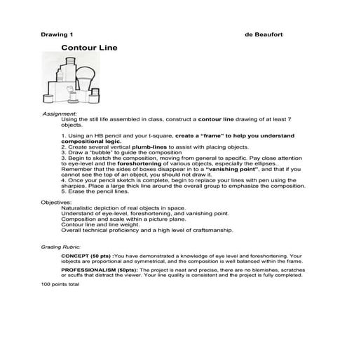 Instructions CONTOUR LINE STILL LIFE de Beaufort 
