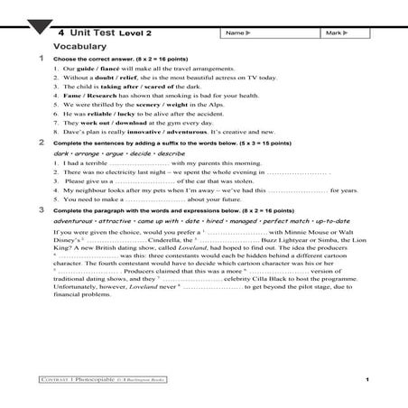 BACH UNIT 4 - TEST 2