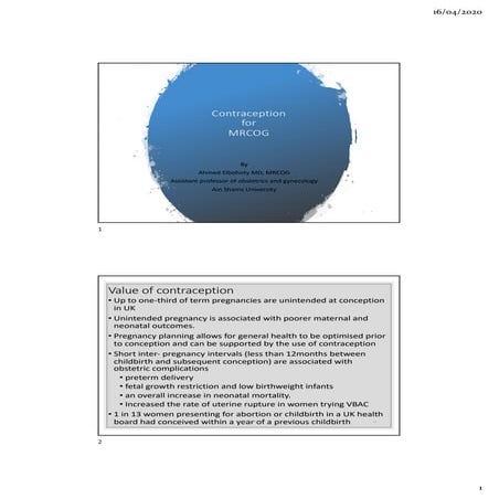 Contraception for mrcog | PDF