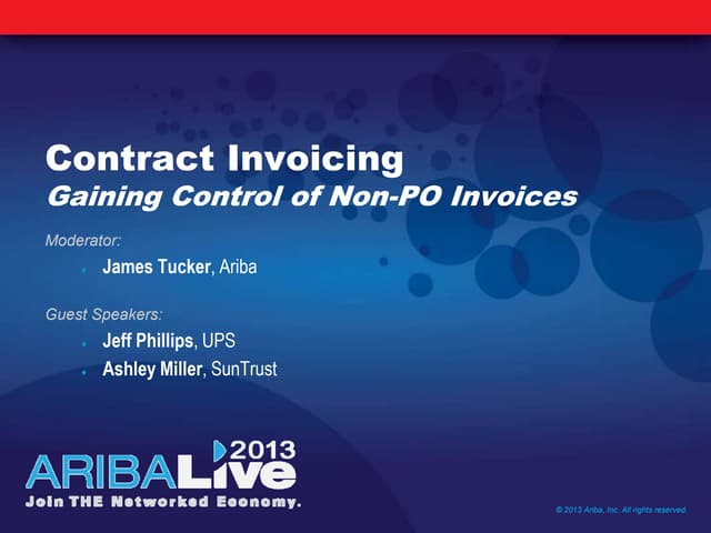 Contract invoicing – Gaining Control of non-PO Invoices