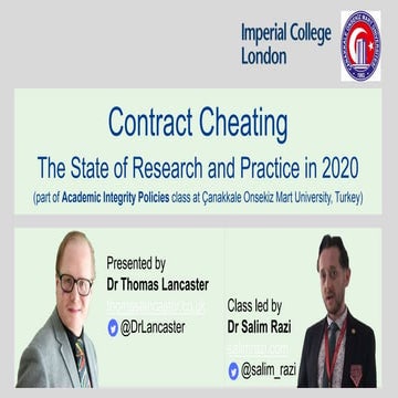 Contract Cheating - The State of Research and Practice in 2020