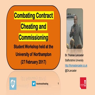 Combating Contract Cheating and Commissioning - Student Workshop at Universit...