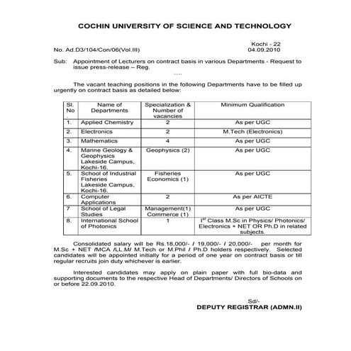 Contract lecturers various_depts