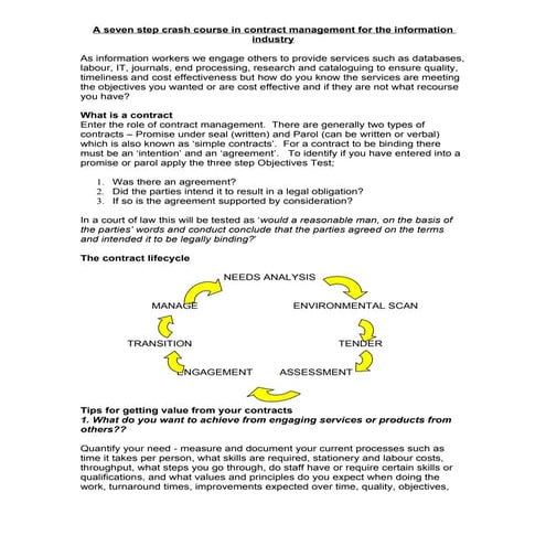 Contract management for information industry managers