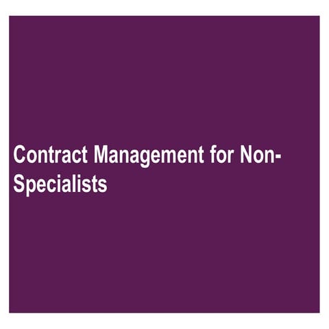 Contract management for non specialists | PDF