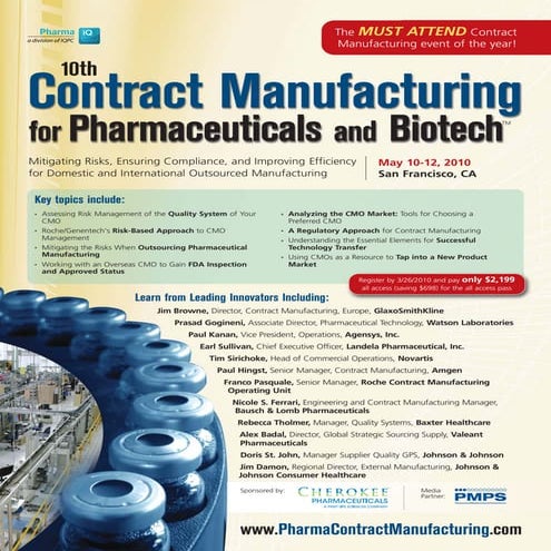 "10th Contract Manufacturing for Pharmaceuticals and Biotech Conference