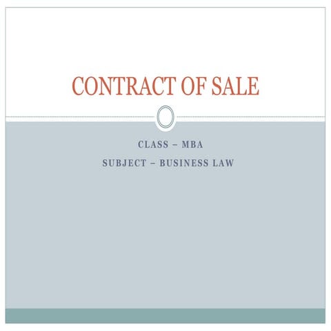 Contract of sale