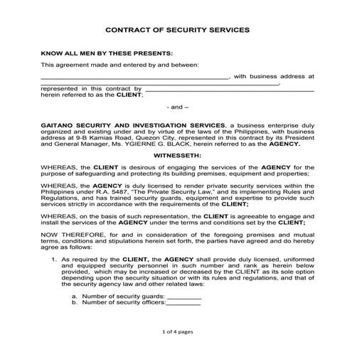 GSISI Contract of Security Services | PDF