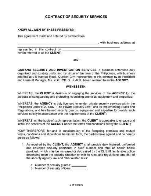 GSISI Contract of Security Services | PDF
