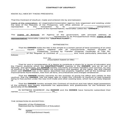 Contract of Usufruct