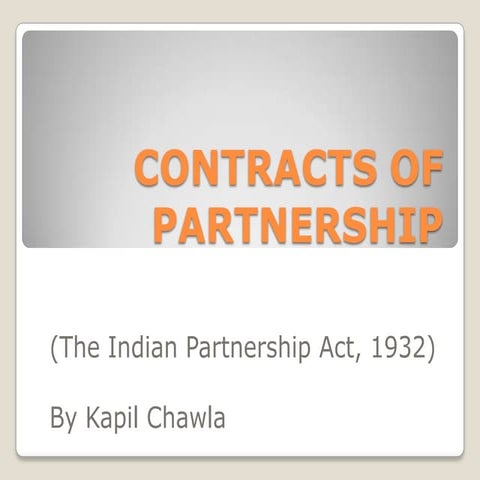 Contracts of Partnership