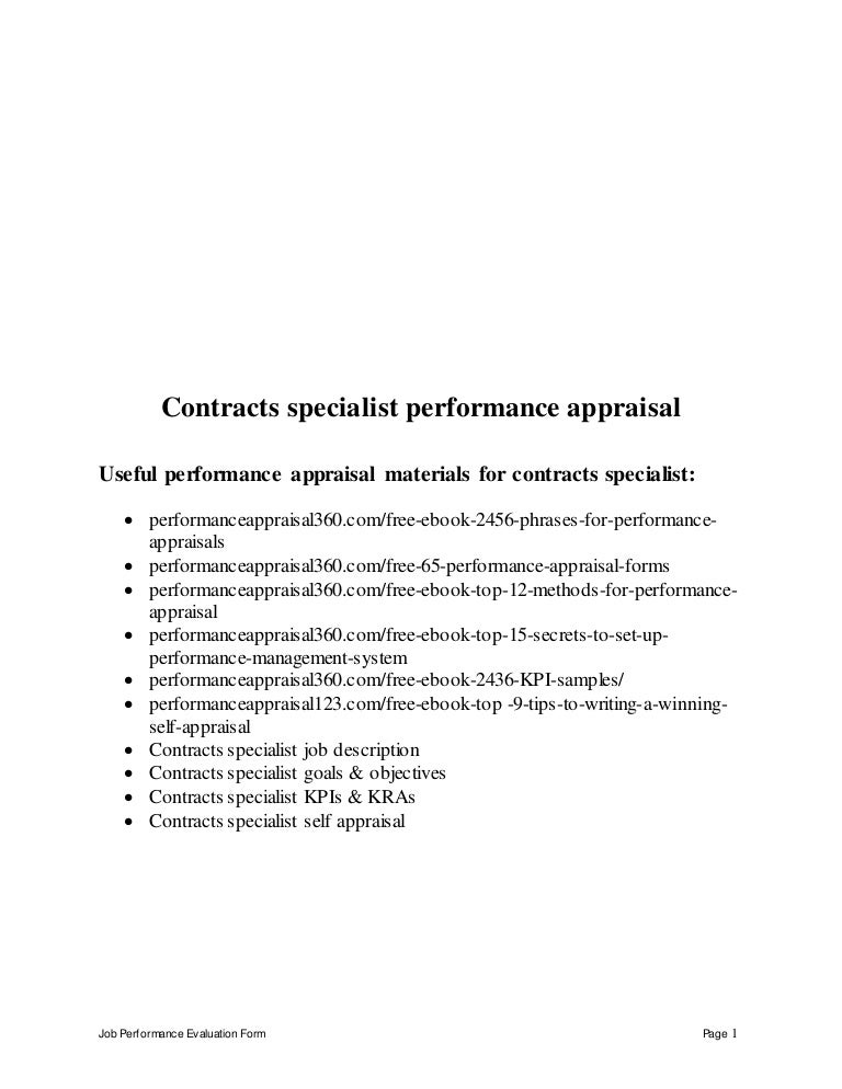 Contracts Specialist Performance Appraisal