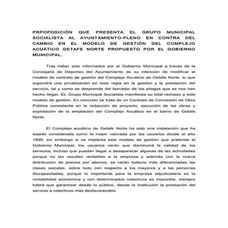 Contra la privatización de piscina getafe norte