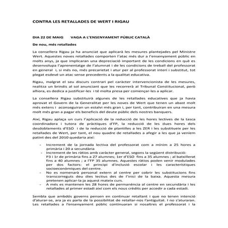 Contra les retallades de wert i rigau