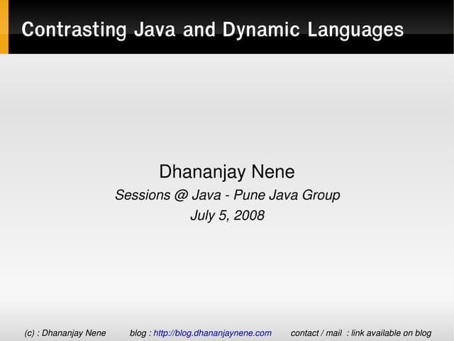 Contrasting Java And Dynamic Languages | PDF