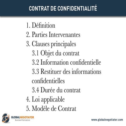 CONTRAT DE CONFIDENTIALITE - Modèle de Contrat et Exemple | PPT
