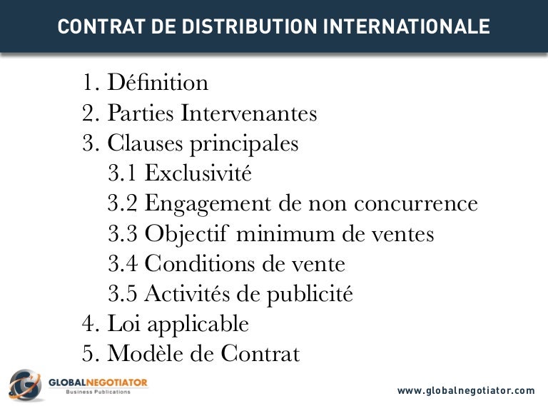 Modèle De Contrat De Distribution Exclusive Gratuit Word