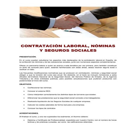 Contratación laboral, nóminas y seguros sociales