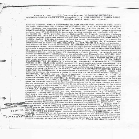 Contrato 807 suministros de equipos medicos