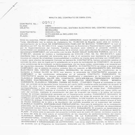 Contrato 817  mejoramiento del sistema eléctrico