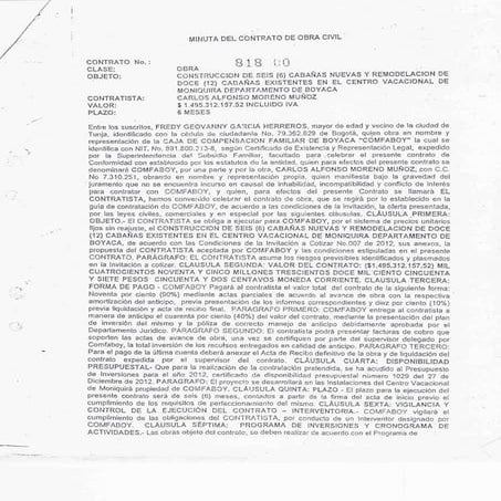 Contrato 818 construcción de cabañas