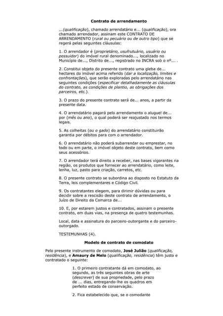 Contrato de arrendamento rural word