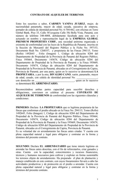 Formato de contrato de arrendamiento agricola