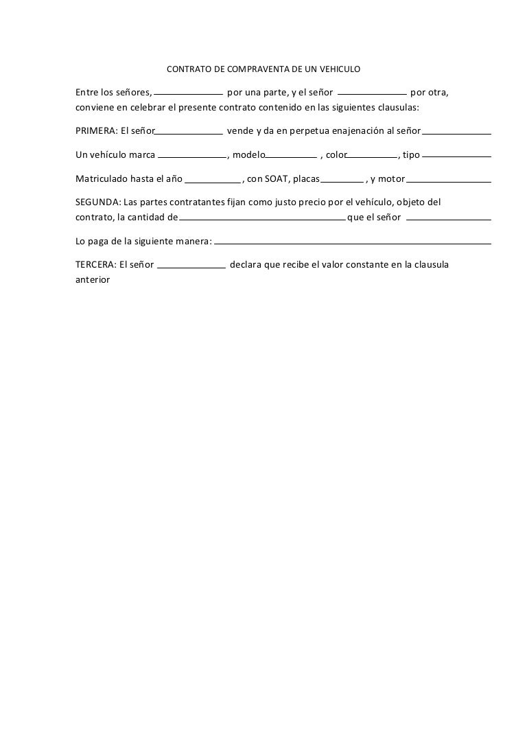 Contrato de compraventa de un vehiculo