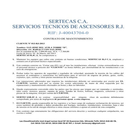 Contrato de mantenimiento serteca 20130228