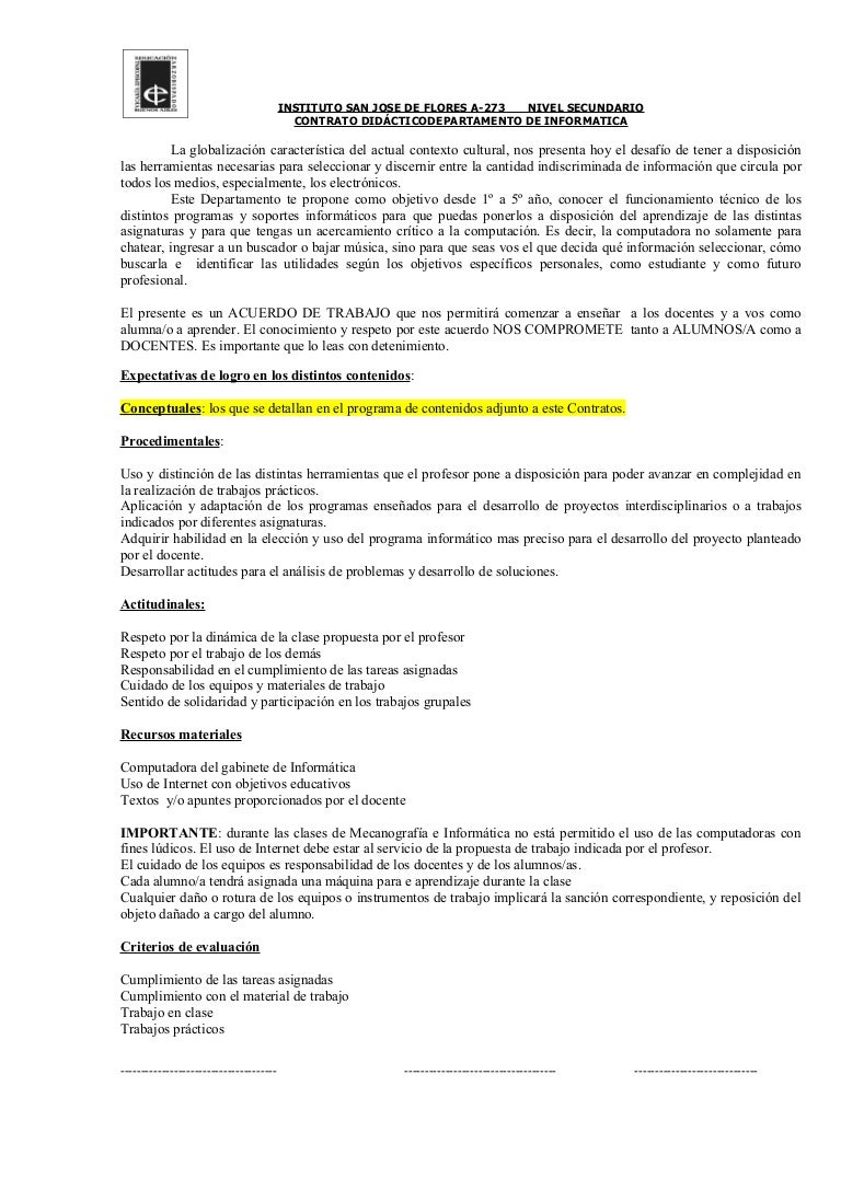 Contrato pedagógico didáctico ejemplos