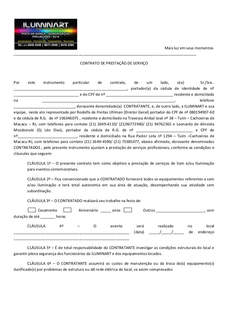Contrato iluminart (prestação de serviço)
