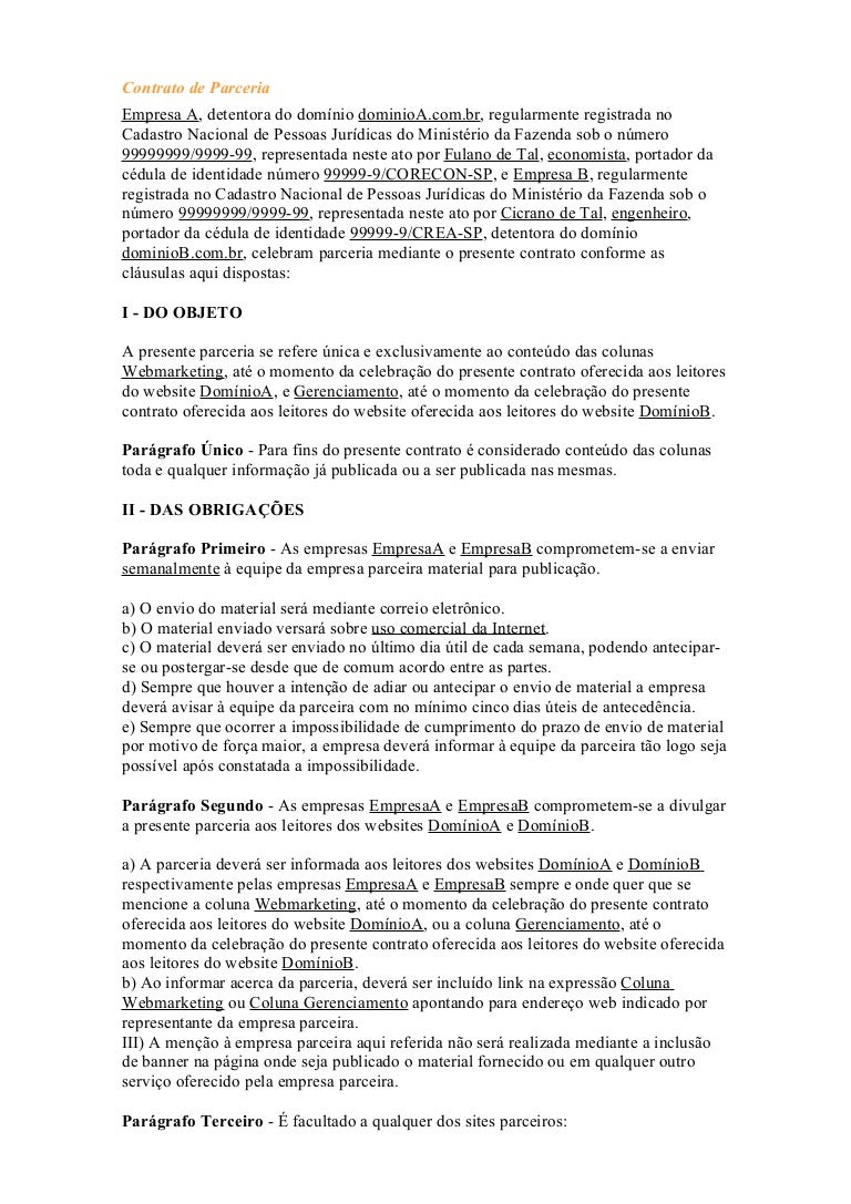 Contrato De Parceria Salão De Beleza Contrato Parceria1