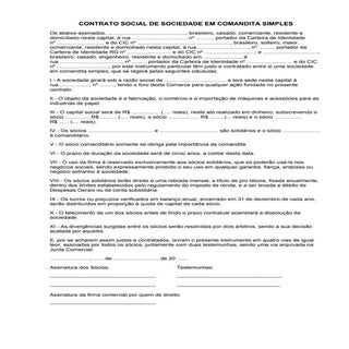 Contrato Socia Comandita Simples