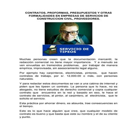 Contratos para obras y servicios de construccion civil