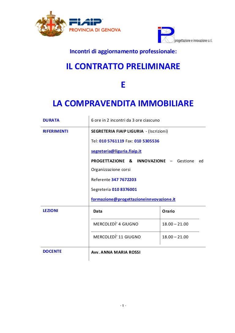 Fac Simile Contratto Preliminare Di Compravendita Terreno Edificabile Word