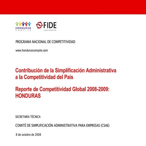 Contribución de la Simplificación Administrativa a la Competitividad de Honduras