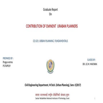 Contribution of Emninent Planners in world