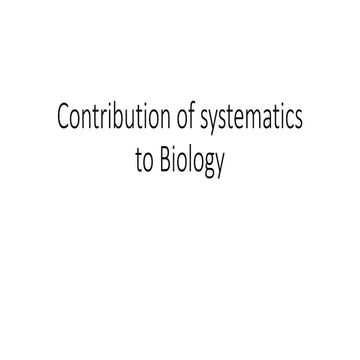 Contribution of systematics to biology 2