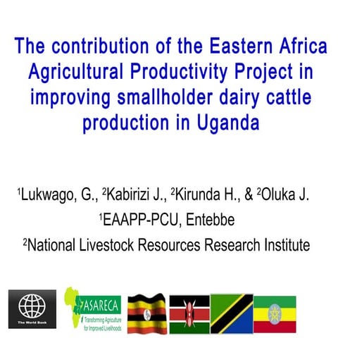 Contribution of the eastern africa agricultural productivity by dr. george lu...