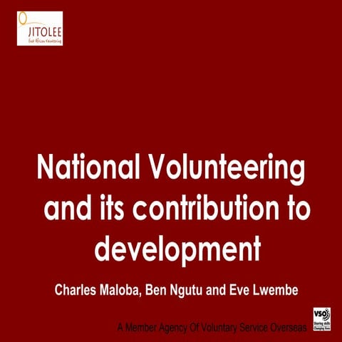 Contribution of Volunteers to National Development  charles k maloba