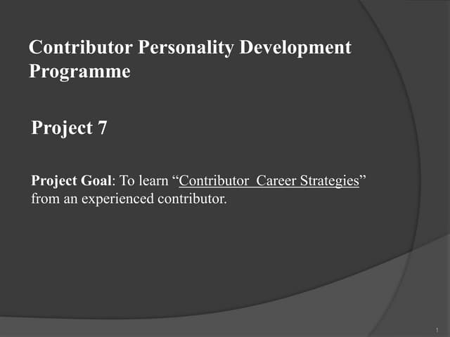 Contributor Career Strategies